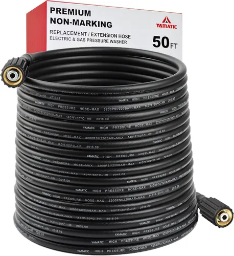 Vista 7 de YAMATIC Manguera de lavado a presión de 25 pies, 1/4 de pulgada 3600 PSI Manguera de lavado eléctrico M22, flexible de alta presión resistente a