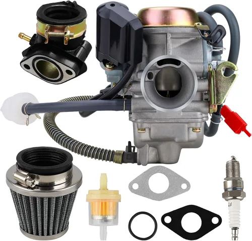Vista 9 de Carburador Onsnail PD24J de 150cc para motores de 4 tiempos 125cc 150cc 152QMJ 157QMI de 24 mm para motocicleta, scooter, ATV, Go Kart con colector