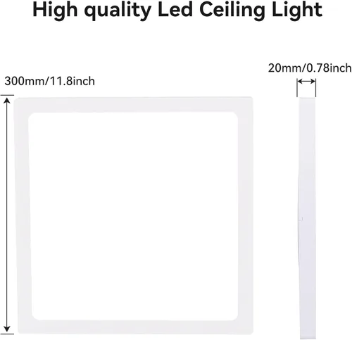 Vista 5 de 2Pack Lámpara de techo empotrada de 12 pulgadas 28W LED, lámpara de techo cuadrada de 3200LM 6000K blanca delgada de panel plano, lámpara de techo