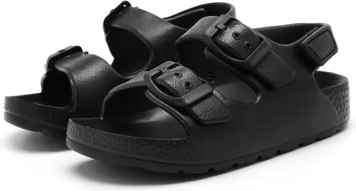 Vista 5 de INMINPIN Sandalias con hebilla para niños y niñas, cómodas sandalias de punta abierta con correa trasera ajustable