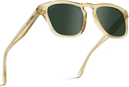 Vista 8 de WearMe Pro - Gafas de sol rectangulares grandes polarizadas retro para hombre Marco de cristal caramelo/lente azul degradado