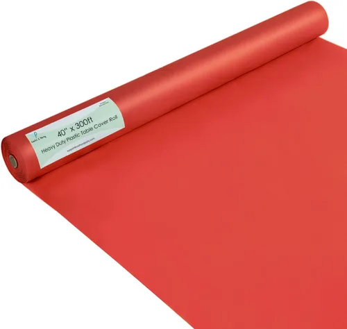 Vista 64 de Rollo de plástico para cubierta de mesa color verde manzana, 40 pulgadas x 100 pies, rollo de plástico resistente para cubierta de mesa de banquetes