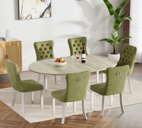 Vista 60 de Juego de mesa de comedor extensible marrón de 63 a 78.74 pulgadas para 4, juego de mesa de comedor de 5 piezas con 4 sillas, mesa de cocina