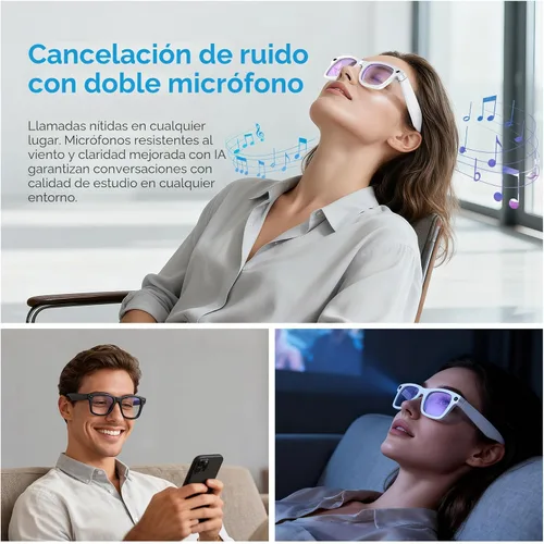 Vista 6 de AI Smart Glasses with Camera and Bluetooth,8MP 2K HD Camera Glasses,AI Voice Control,AI Photo Recognition and Translation,Smart Anti-Blue Light