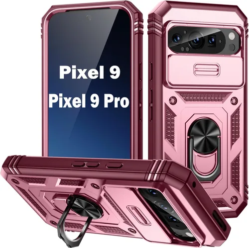Vista 179 de PASNEW Funda militar para iPhone 13 Pro Max, cubierta de cámara deslizante y soporte de anillo de metal de 360°, carcasa rígida multicapa resistente