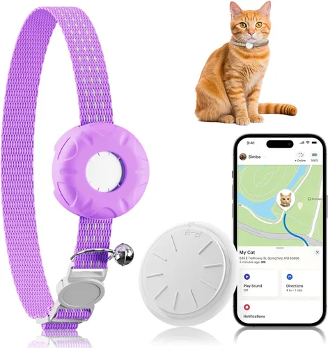 Vista 9 de Rastreador de mascotas para gatos, compatible con Apple Find My App (solo iOS), rastreador GPS para gatos funciona con cualquier collar, sin tarifa