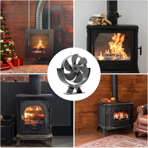 Vista 7 de Ventilador de estufa de leña, ventilador de chimenea de ángulo ajustable, ventilador de estufa de calor de 6 aspas para madera/quemador