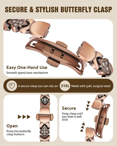 Vista 5 de Pulseras de cobre para mujer, pulsera magnética de cobre puro