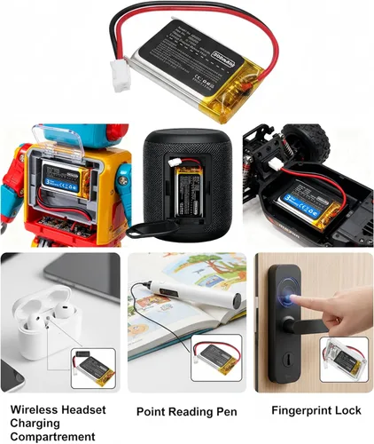 Vista 3 de Batería LiPo de 300 mAh 3.7 V 602030 con 2 cables JST PH2.0.000 in Conector 602030 Batería recargable resistente a altas temperaturas