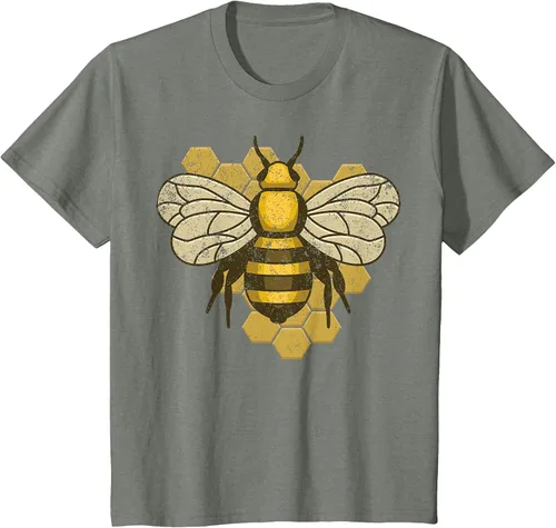 Vista 23 de Retro Beekeeper Beekeeper Honey Bumblebee Vintage Saves Bees T-Shirt Asphalt Grey
