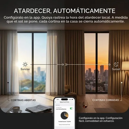 Vista 7 de Quoya QL600 - Riel inteligente para cortina eléctrica, motor motorizado, longitud de riel ajustable, compatible con Alexa, Google, Siri, Apple Watch