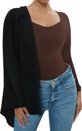 Vista 8 de RoomTour Body de manga larga con cuello cuadrado para mujer