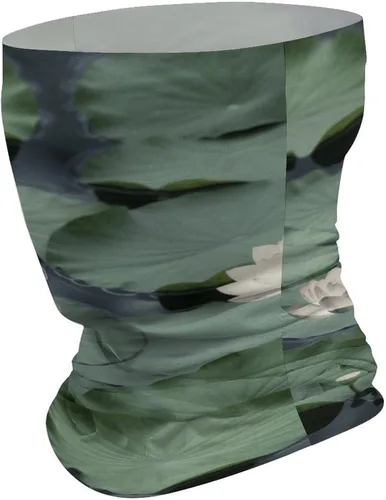 Vista 2 de Black Lily Pads - Polaina para el cuello para hombres y mujeres, protección solar UPF 50+, pasamontañas, máscara facial que absorbe la humedad