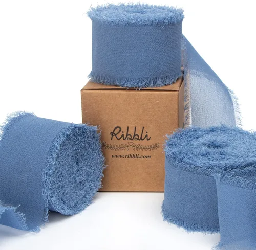 Vista 10 de Ribbli Cinta de gasa color marfil de 1-1/2 pulgadas x 30 yardas, hecha a mano con flecos, cinta de seda de gasa marfil, cinta crema