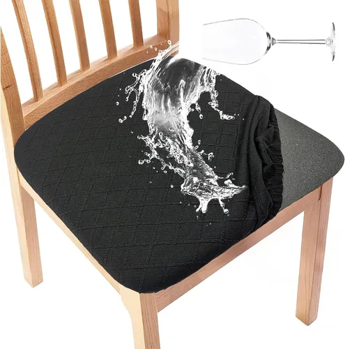 Vista 16 de Gute Fundas de asiento para silla, fundas de asiento para sillas de comedor con lazos, fundas elásticas de jacquard para sillas de comedor y cocina