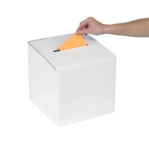 Vista 2 de Aviditi Boleta de cartón corrugado/caja de sugerencias, 10 pulgadas de largo x 10 pulgadas de ancho x 9 a 10 pulgadas de alto, blanco, paquete