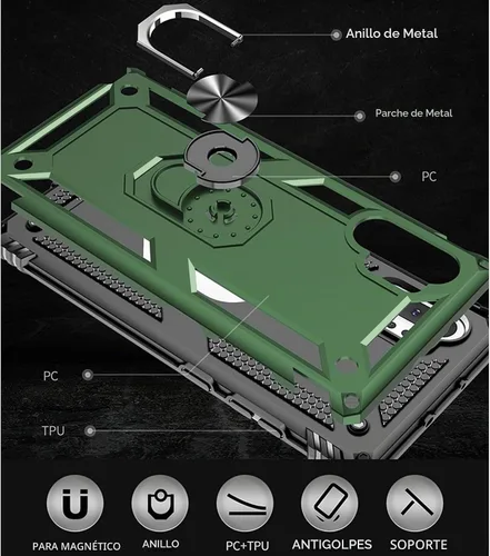 Vista 5 de Funda para Samsung Galaxy Note 10 Plus con protector de pantalla: [probada contra caídas de grado militar] Soporte de anillo a prueba de golpes