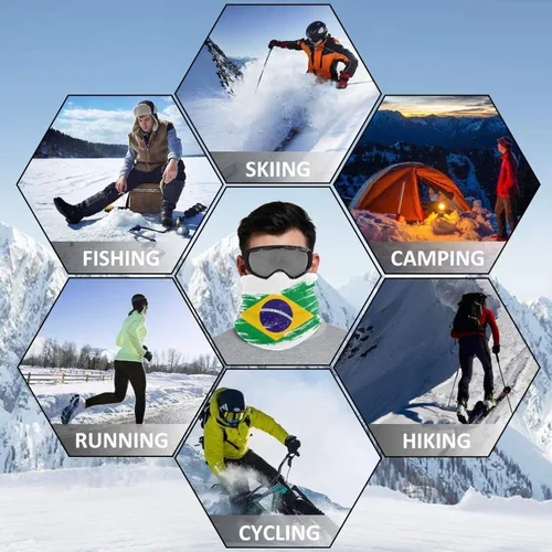 Vista 8 de PARREN Calentador de cuello con bandera brasileña, bufanda de tubo de esquí y máscara de media cara de snowboard, cubierta facial para hombres