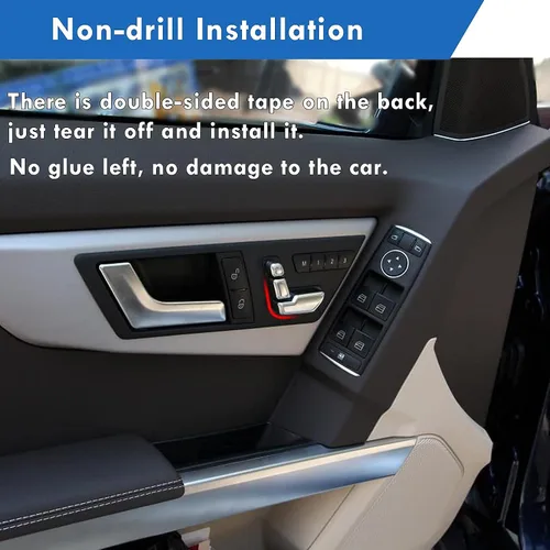 Vista 3 de Moonlinks Mercedes Benz - Calcomanías cromadas para botones de ajuste de asiento de puerta, adhesivos de botones de ajuste de asiento para clase B