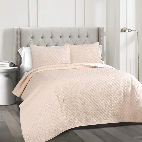 Vista 13 de Lush Decor Ava - Juego de colcha de 3 piezas con diseño de diamantes, tamaño King, color blanco