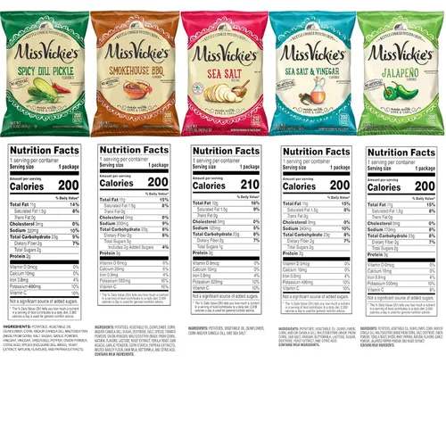 Vista 2 de Miss Vickie's Kettle Cooked Potato Chips Variety Pack, 1.375 oz (Pack of 15) Bundled by Shoppyway