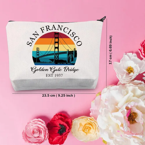 Vista 2 de TSOTMO Golden Gate Bridge Zipper Bolsa Cosmética San Francisco Regalo Puente Regalo San Francisco Accesorios de Viaje Bolsa Para Viajero, San