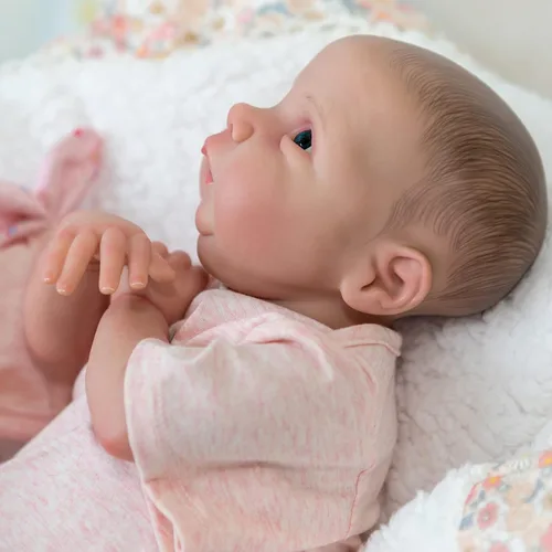 Vista 6 de Pinky Real Life Reborn Baby Dolls 19Inch 18.9 in Muñecas de bebé recién nacido de tela suave cuerpo realista muñecas juguete regalo