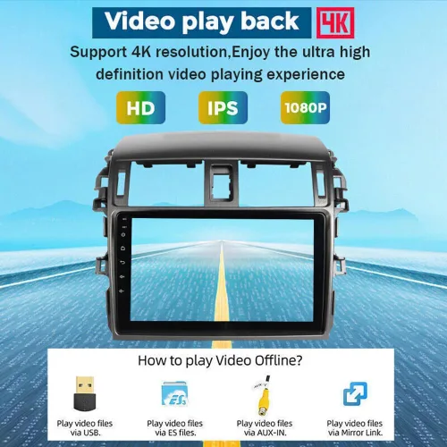 Vista 4 de Radio de coche para Toyota Corolla 2009-2013 9 pulgadas IPS pantalla táctil estéreo de coche con Carplay inalámbrico/Android Auto, Bluetooth
