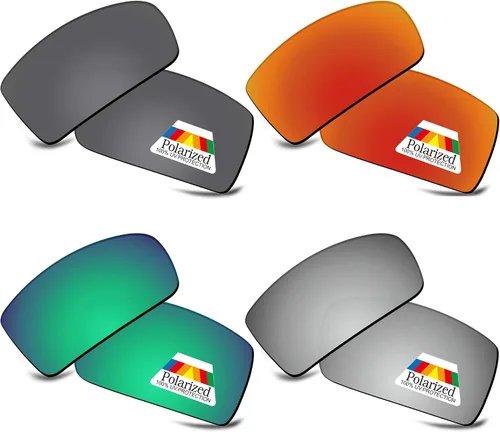Vista 15 de Bwake Lentes de repuesto para gafas de sol Oakley Gibston OO9449 POLARIZADAS Negro + Azul + Rojo Fuego