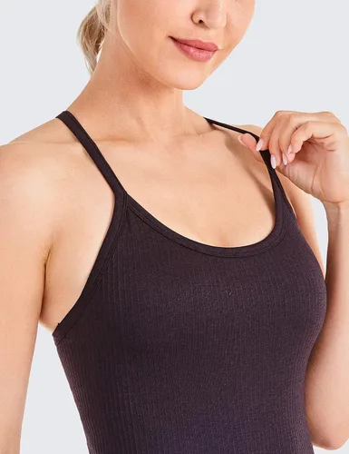 Vista 3 de CRZ YOGA - Camisetas deportivas para mujer, sin mangas, sin costuras, con espalda cruzada y brasier incorporado, camisetas para entrenamiento