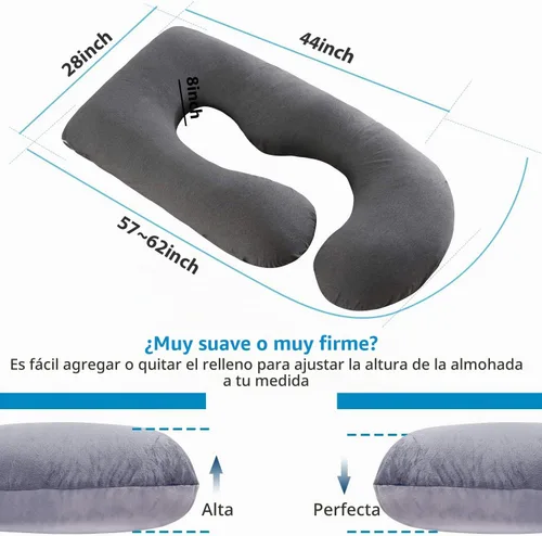 Vista 4 de Victostar almohada para embarazo, almohada de maternidad en forma de U de 57 pulgadas con funda extraíble, almohada de cuerpo completo, soporte