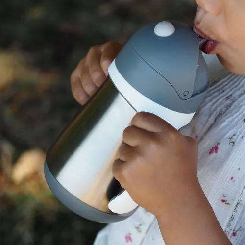 Vista 7 de BEABA - Vaso para sorber con popote de acero inoxidable, vasos aislados a prueba de derrames con asas extraíbles, fabricado con acero inoxidable