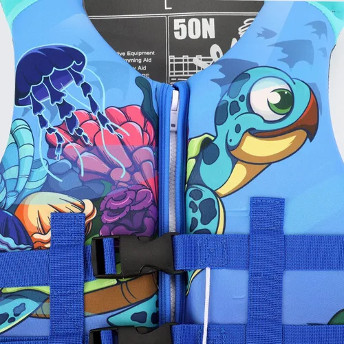 Vista 4 de PAETAE Chaleco de natación de neopreno para niños, chaqueta de natación para niños pequeños, flotadores, ayuda a la natación para niños y niñas de 1
