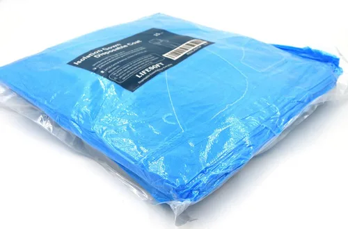 Vista 7 de Bata de aislamiento desechable de polipropileno, vestidos de laboratorio de punto, manga larga, paquete de 15