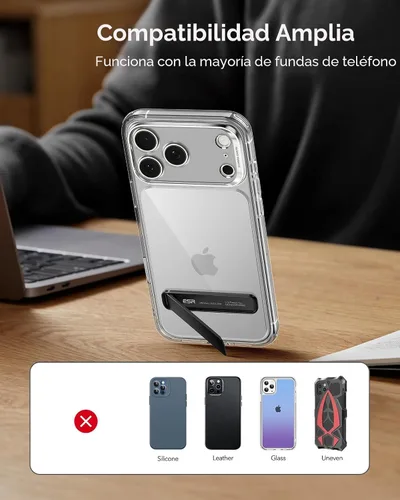 Vista 6 de ESR Boost Soporte para Teléfono con Pie de Apoyo, Soporte Vertical y Horizontal, Ángulo Ajustable, Compatible con iPhone Air 17 Pro Max, iPhone