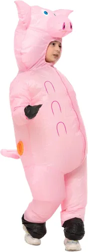 Vista 3 de IHGYT Inflatable Pig Costume Full Body Suit Pink Pig Costumes Air Blow up Suit Party Dress Halloween and Christmas Cosplay