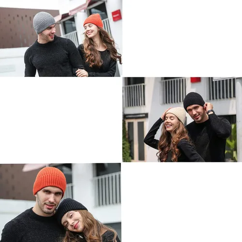 Vista 11 de Gorro de invierno para hombre y mujer, gorro de lana de punto para actividades al aire libre y uso diario