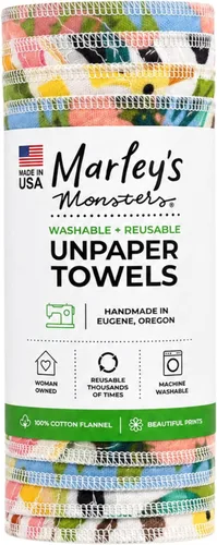 Vista 20 de Marley's Monsters Toallas sin papel - rollo de 12 unidades, toallas de papel reutilizables sin papel, de algodón, libres de árboles