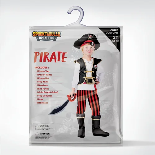 Vista 6 de Spooktacular Creations Disfraz de pirata para niños, conjunto de traje de pirata para niños pequeños de Halloween, fiesta temática de juego de rol