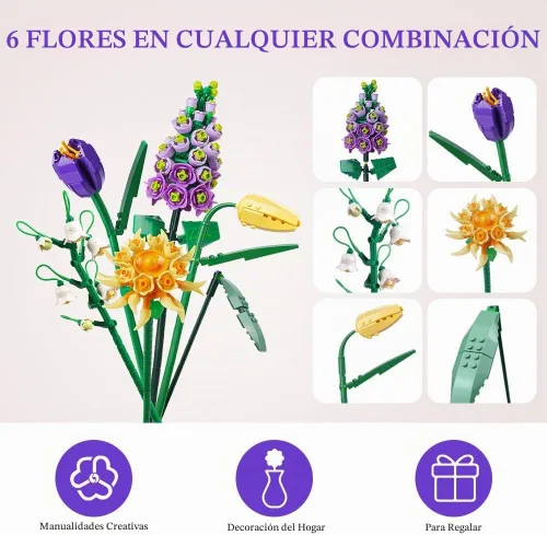 Vista 2 de OSDUE - Juego de 534 piezas de mini ramos de flores de ladrillos para parejas y esposa