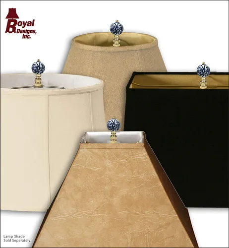 Vista 4 de Royal Designs, Inc. Decorativos Chinoiserie Azul y Blanco Terminales de Lámpara (Longevidad - 2 Pk)