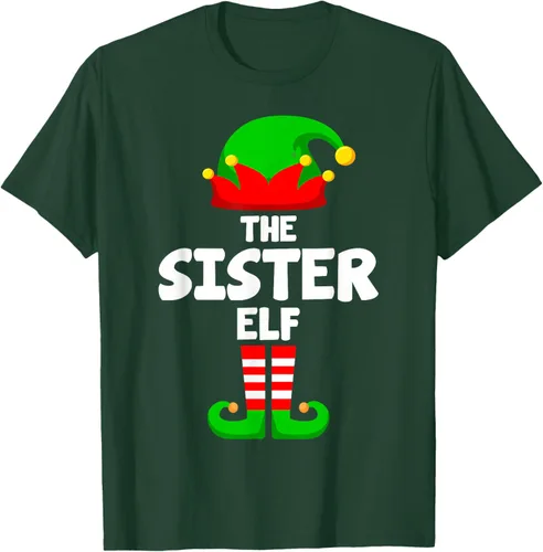 Vista 21 de Sister Elf Matching Family Christmas T-Shirt, Negro