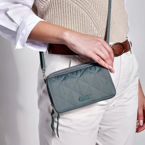 Vista 4 de Bolso cruzado todo en uno de sarga de rendimiento para mujer con protección RFID