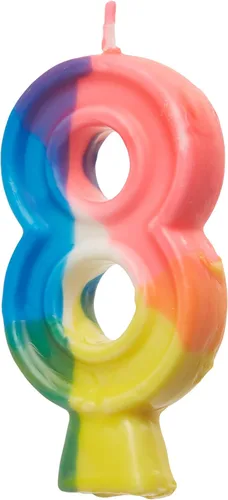 Vista 9 de Vela de cumpleaños arcoíris número "0", 2.75 pulgadas (1 unidad), centro de mesa de celebración de cera colorida, decoración perfecta para fiestas