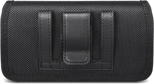 Vista 3 de miadore - Funda para cinturón para iPhone, funda horizontal con clip para cinturón [solapa magnética] Funda de nailon negro con trabillas