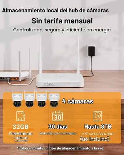 Vista 3 de Anlapus 4MP 360 ° Pan Tilt Solar 4 cámara sistema de seguridad inalámbrico