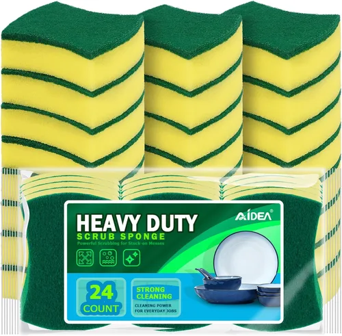 Vista 16 de AIDEA Esponjas de cocina, paquete de 24 esponjas de platos resistentes, esponja de limpieza para el hogar y la cocina, suministros de limpieza sin