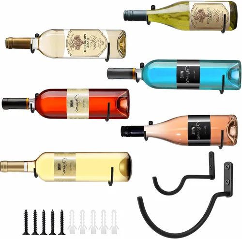 Vista 13 de Soporte para botellas de vino montado en la pared, estante para 10 botellas