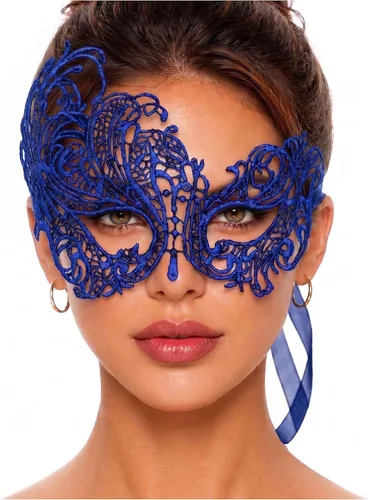 Vista 39 de Masquerade Mask For Women Lace Masquerade Mask for Masquerade Party, Proms, Venetian Party, Mardi Gras, Halloween & Cosplay Ana Bg Pluma de Pavo Real