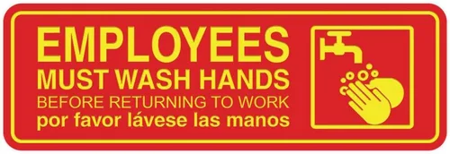 Vista 51 de Standard Employees Must Wash Hands - Letrero para puerta/pared, color negro, pequeño